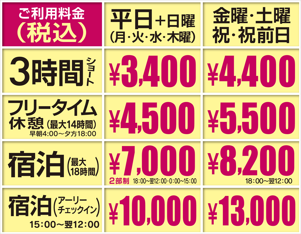 大分ラブホテル ホテルプラスアルファ 料金